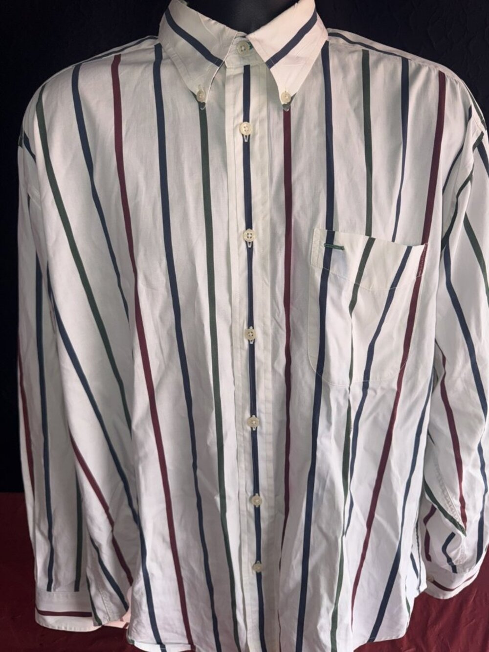 Vintage 90s Tommy Hilfiger Mens L Striped Button Down Shirt Lion Crest Long